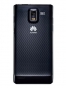 Fotografía Trasera del Huawei Ascend P1 S Negro. En la pantalla se muestra Cámara de fotos