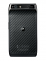 Fotografía Trasera del Motorola RAZR XT910 Negro. En la pantalla se muestra Cámara de fotos