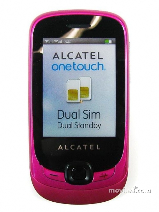 Fotografías Frontal de Alcatel OT-602 Fucsia. Detalle de la pantalla: Imagen promocional en pantalla