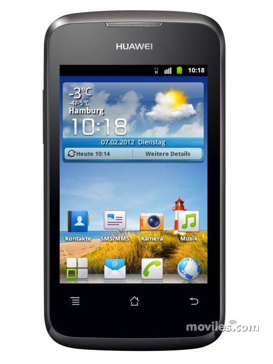 Fotografías Frontal de Huawei Ascend Y200 Gris. Detalle de la pantalla: Navegador de aplicaciones