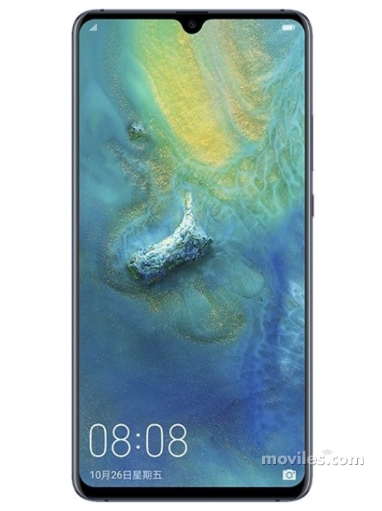 Fotografías Varias vistas de Huawei Mate 20 X Plata y Azul. Detalle de la pantalla: Varias vistas