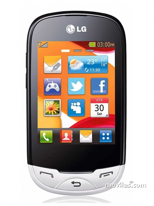 Fotografías Frontal de LG EGO T500 Blanco. Detalle de la pantalla: Navegador de aplicaciones