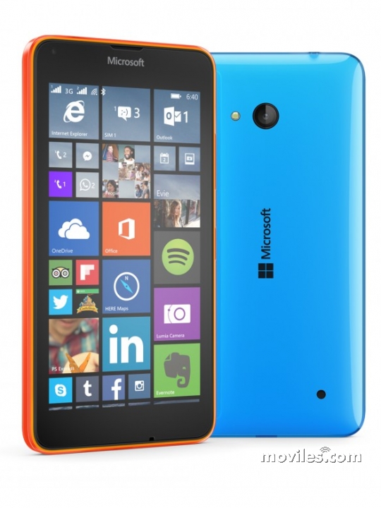 Fotografías Frontal de Microsoft Lumia 640 4G Blanco y Cian y Gris Espacial y Naranja y Negro. Detalle de la pantalla: Pantalla de inicio