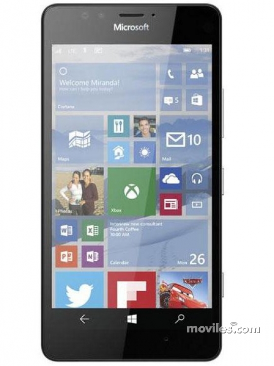 Fotografías Varias vistas de Microsoft Lumia 950 Blanco y Dorado y Naranja y Negro y Verde. Detalle de la pantalla: Varias vistas