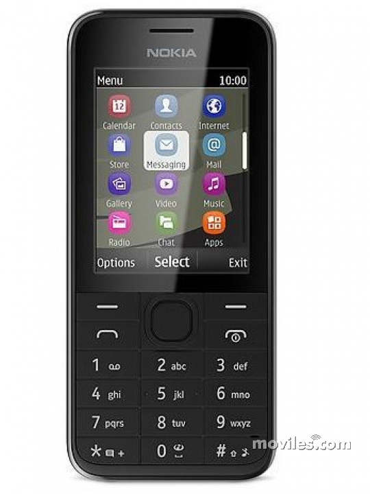 Fotografías Frontal de Nokia 208 Negro. Detalle de la pantalla: Pantalla de inicio