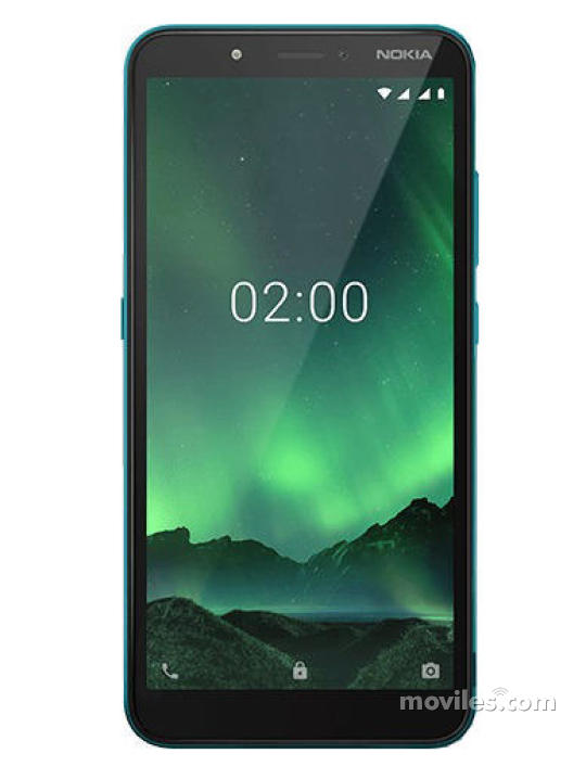 Fotografías Varias vistas de Nokia C2 (2020) Cian y Negro. Detalle de la pantalla: Varias vistas