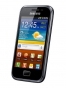 Fotografías Lateral derecho y Frontal de Samsung Galaxy Ace Plus Negro. Detalle de la pantalla: Reloj
