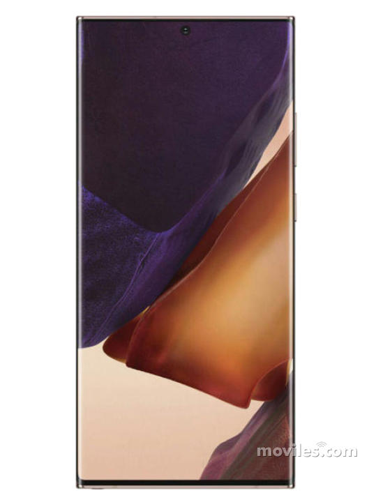 Fotografías Varias vistas de Samsung Galaxy Note20 Ultra 5G Blanco y Bronce y Negro. Detalle de la pantalla: Varias vistas