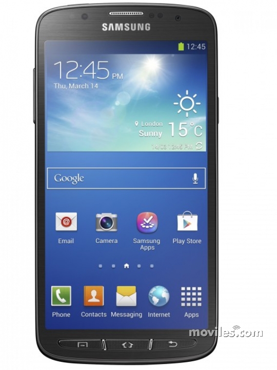 Fotografías Frontal de Samsung Galaxy S4 Active Gris. Detalle de la pantalla: Pantalla de inicio