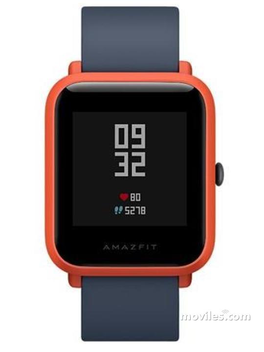 Fotografías Varias vistas de Xiaomi Huami Amazfit Bip Gris y Naranja y Negro y Verde. Detalle de la pantalla: Varias vistas